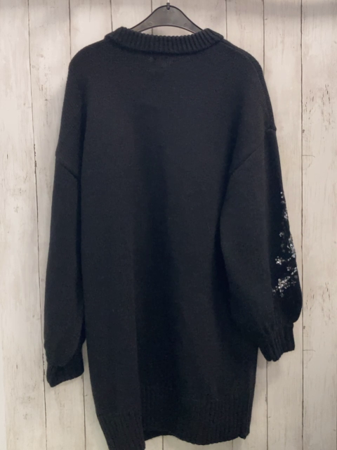 neu River Island  Kleid/Longpulli Gr. M  schwarz Strick silber Pailetten NP 60 Pfund 