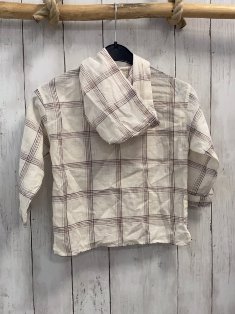 neu Zara  Hemd  Gr. 98  creme grau lachs kariert Kapuze NP 17,95 € 