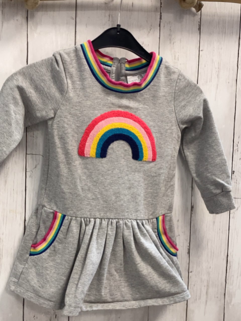 Noppies  Kleid  Gr. 92  grau bunter Plüschbogen + Streifenbund 