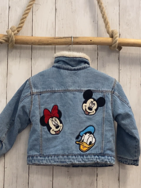 Zara  Jacke  Gr. 98  blau Jeans Minnie Mouse weißes Teddyfutter 