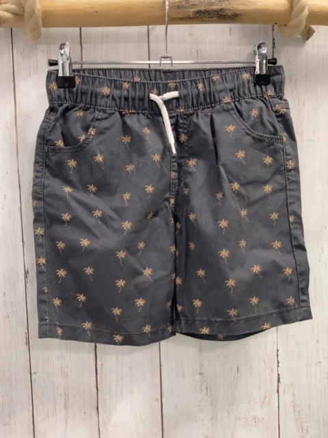   Shorts  Gr. 128  grau hellbraun weiße Palmen weiße Kordel 