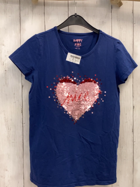  T-Shirt Gr. 146  blau Pailettenherz