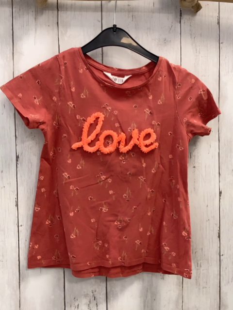 H&M T-Shirt Gr. 122  beerenton Blumen Schrift