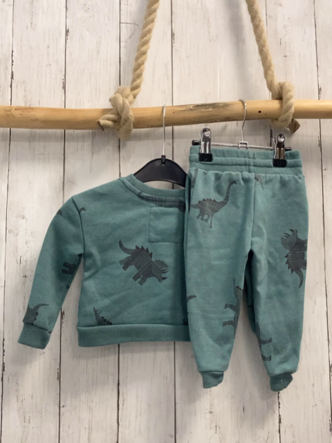 2tlg  Pullover + Jogginghose  Gr. 68  petrol graue Dinos 
