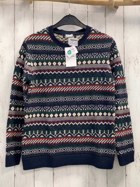 neu vertbaudet Pullover Gr. 164  blau rot grün weißes Muster 