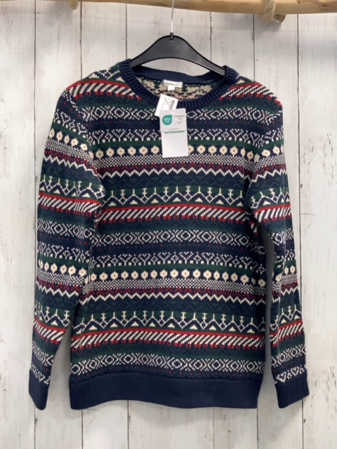 neu vertbaudet Pullover Gr. 164  blau rot grün weißes Muster 