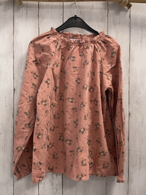 Vertbaudet  Bluse  Gr. 140  lachs Rippen Blumen 