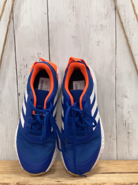 Adidas  Schuhe  Gr. 38 2/3   blau weiße Streifen + Sohle orange Bund 