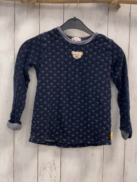 Steiff  Pullover  Gr. 110  dunkelblau weiße Punkte blau weißer Streifenbund 