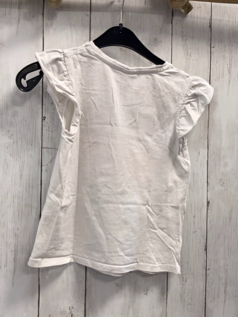   T-Shirt Gr. 122  weiß Mädchen mit Pailettenbrille mit Flamingos 