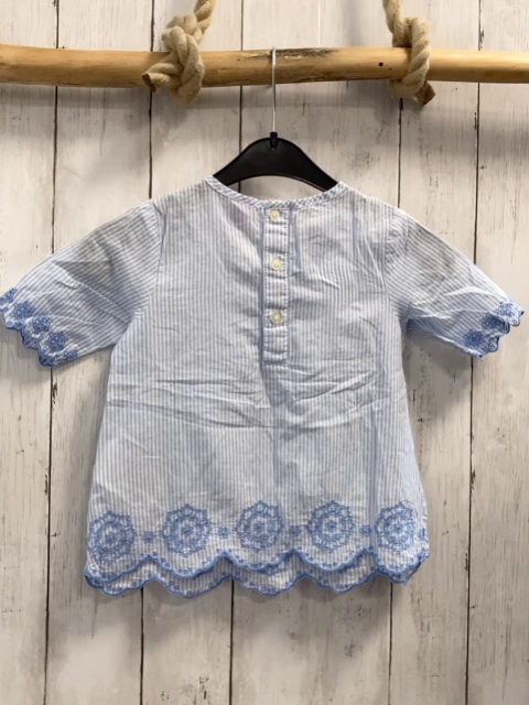 Dopodopo Sommerbluse  Gr. 98  hellblau weiße Streifen bestickt 