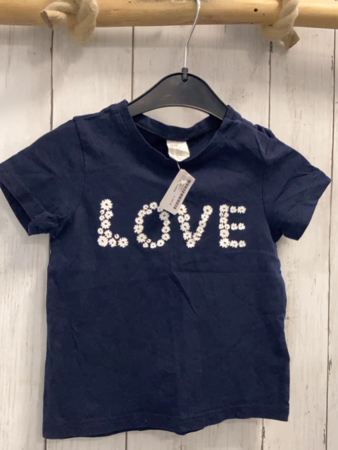 H&M  T-Shirt  Gr. 86  blau weiße Blumenschrift 