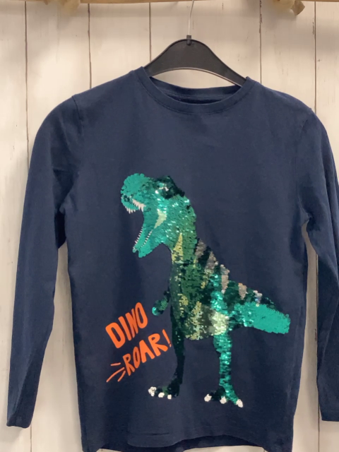   Langarmshirt  Gr. 134  blau Pailettendino 