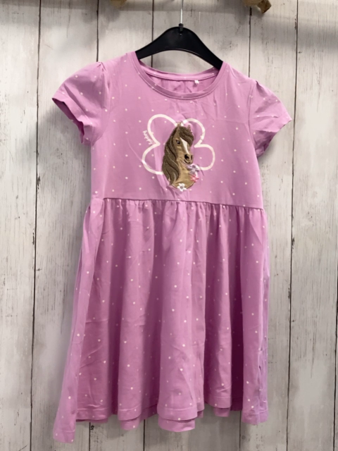   Kleid  Gr. 116  rosa Pferd weiße Punkte 