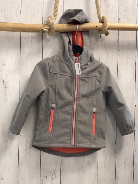   Softshelljacke  Gr. 98  grau lachs Reißverschlüsse + Fleecefutter 