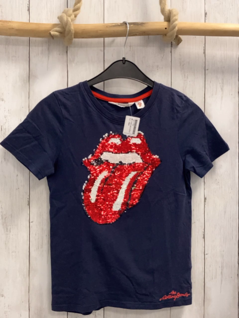 H&M T-Shirt  Gr. 134/140  blau Pailettenzunge 
