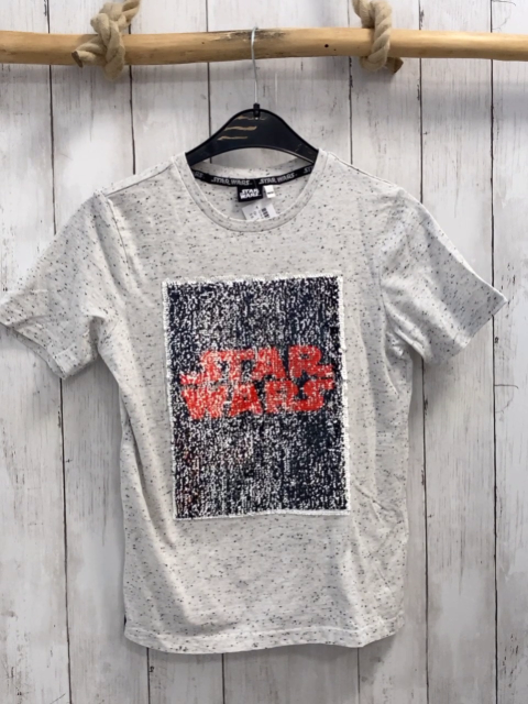   T-Shirt  Gr. 146/152  hellgrau graue Punkte Pailettenbild Star Wars 