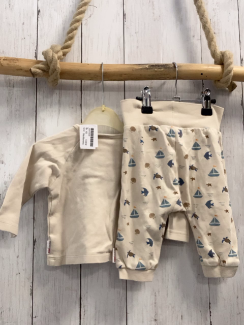 2tlg Bornino  Langarmshirt + Leggings  Gr. 62  beige Sonne Segelboot 