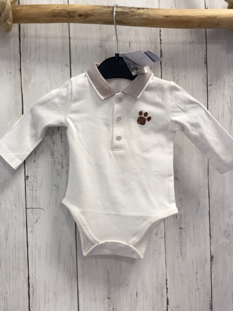 neu  Body  Gr. 56  weiß braun weiß gestreifter Polokragen lang 