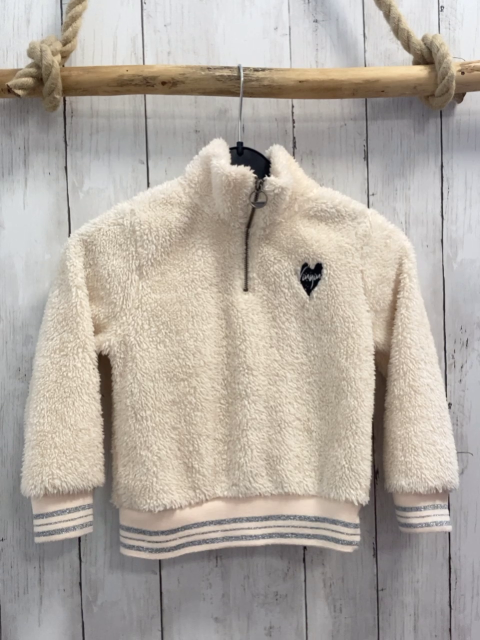 Vingino  Pullover  Gr. 110  beige Plüsch Reißverschluss beige silber Glitzerstreifenbund 