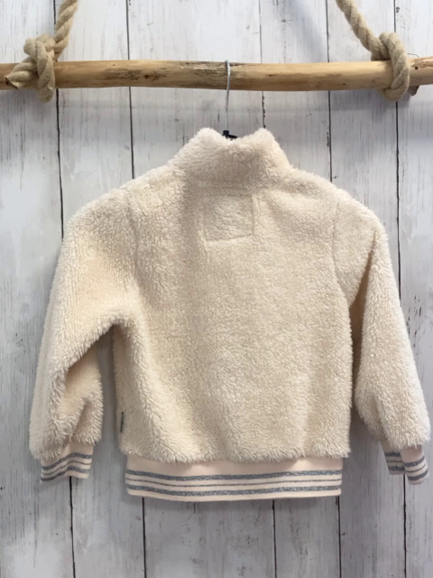 Vingino  Pullover  Gr. 110  beige Plüsch Reißverschluss beige silber Glitzerstreifenbund 
