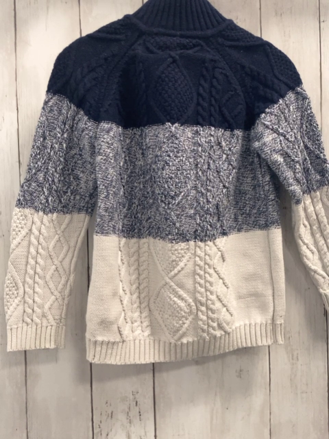 sergent major Pullover Gr. 116  blau blau meliert weiß Strick großer Kragen