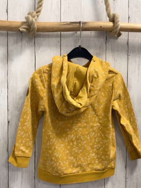   Pullover  Gr. 104  mais Kapuze weiße Vögel + Äste 