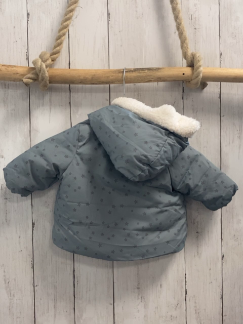 Zara  Winterjacke  Gr. 62  mint graue Sterne weißes Plüschfutter 