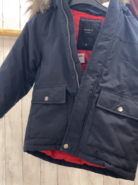 name it Winterjacke Gr. 110  blau abtrennbarer Kunstfellbund an der Kapuze