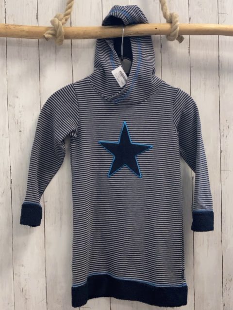 Jako-o Kleid Gr. 116  grau blau gestreift Kapuze Stern