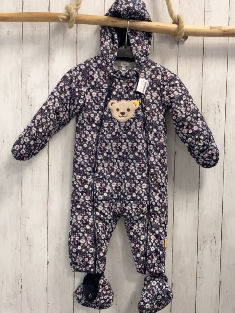 Steiff Schneeoverall + Schühchen Gr. 86  blau Blumen