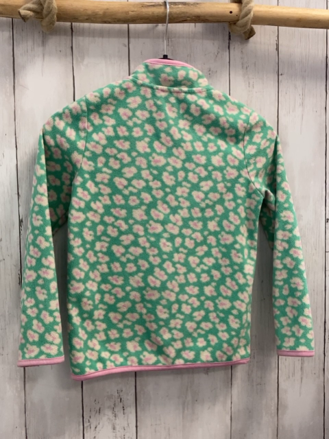   Fleecejacke Gr. 116  grün weiß rosa Blumen + Bund 