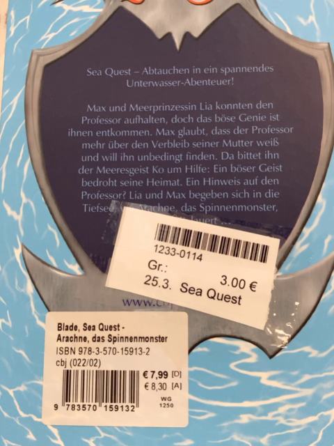Sea Quest Buch Arachne, das Spinnenmonster 