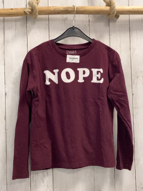 Review Langarmshirt Gr. 140  bordeauxrot weiße Schrift