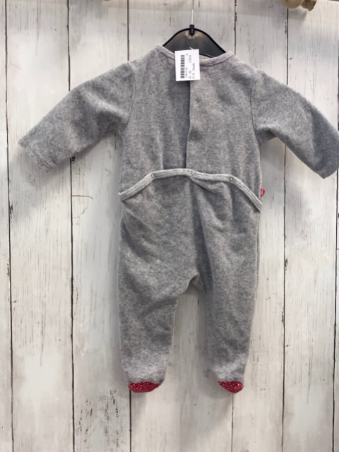 Obaibi Strampler  Gr. 62  grau Nicky + rot mit bunten Herzen 