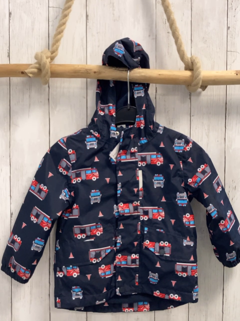  Regenjacke  Gr. 98  dunkelblau bunte Feuewehrfahrzeuge 