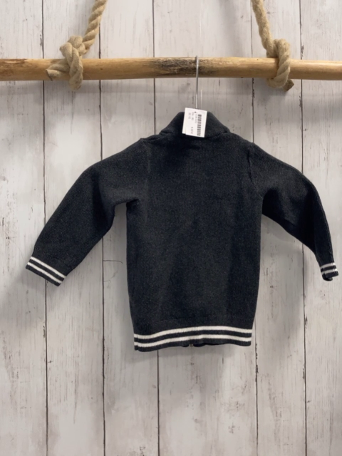  Strickjacke Gr. 80  grau weiße Streifen am Bund