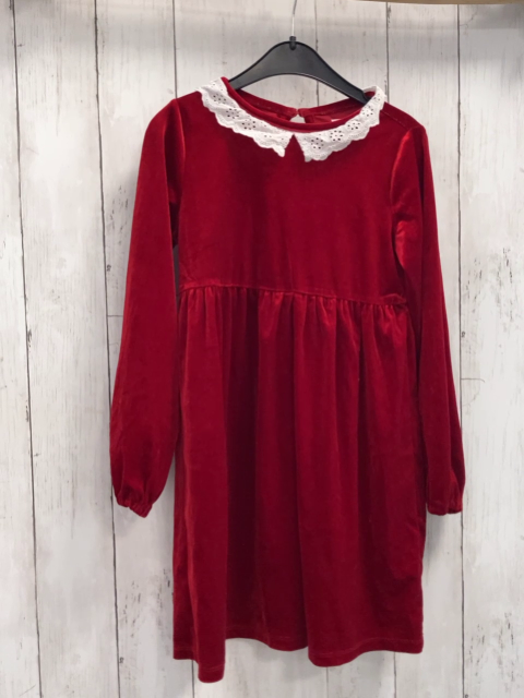 Sinsay  Kleid  Gr. 128  rot Samt weißer Kragen mit Lochstickerei 