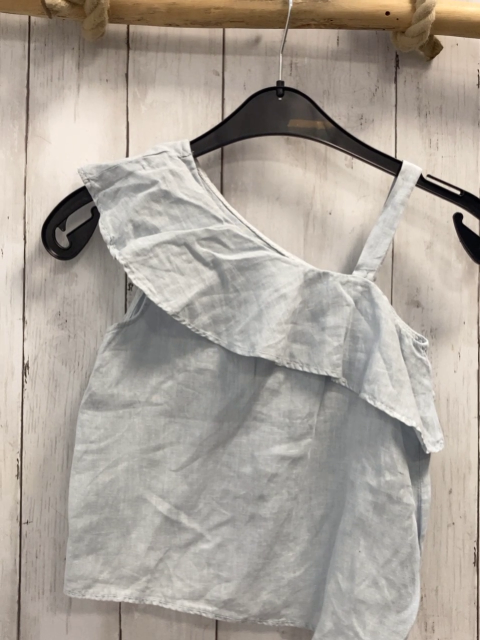 Zara  Blusentop  Gr. 128  hellblau großer Kragen 