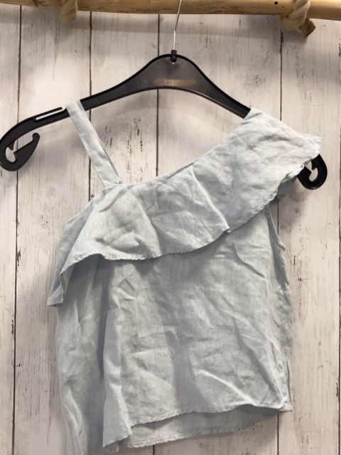 Zara  Blusentop  Gr. 128  hellblau großer Kragen 