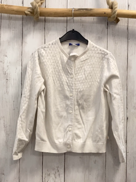 Okaidi  Strickjacke  Gr. 128  weiß Lochmuster 