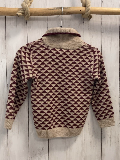 Sergent Major  Pullover  Gr. 110  beige rotbraune Dreiecke großer Kragen Strick 