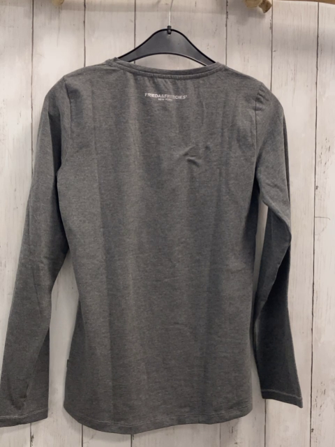 Fireda & Freddies  Langarmshirt  Gr. 158/164  grau Kreis mit Steinen Schrift 