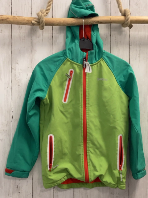 Jako-o  Softshelljacke  Gr. 140  hellgrün grün hellrote Reißverschlüsse + Fleecefutter  