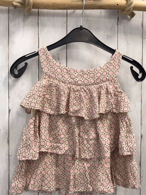 H&M  Sommerbluse  Gr. 134  beige rosa Sternblumen mit gruane Punkten 