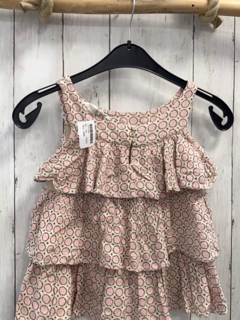 H&M  Sommerbluse  Gr. 134  beige rosa Sternblumen mit gruane Punkten 