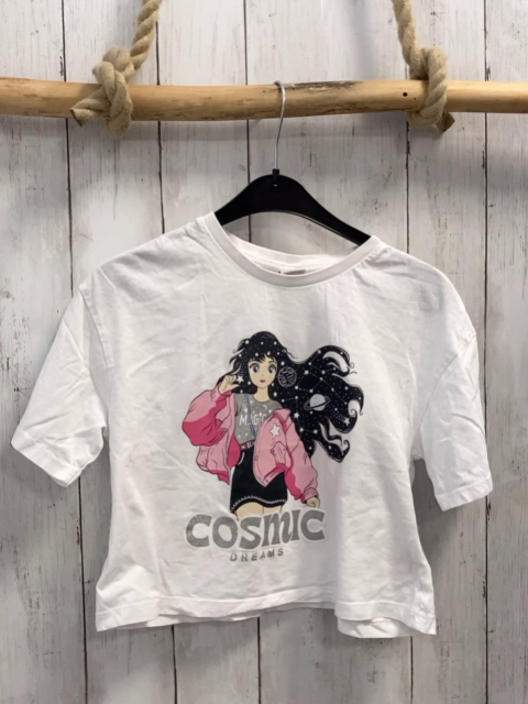 Waikiki  T-Shirt  Gr. 134  weiß Mädchen silber Glitzerschrift 