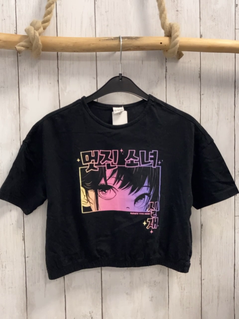 Waikiki  T-Shirt  Gr. 128  schwarz Gesicht Schrift