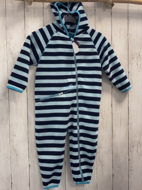 racoon Fleeceoverall Gr. 92  blau hellblau gestreift