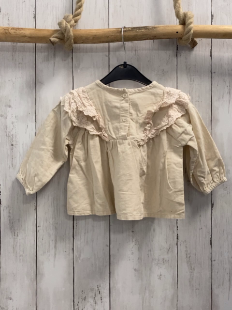   Bluse  Gr. 80  beige Kord Rüschen mit Lochstickerei 